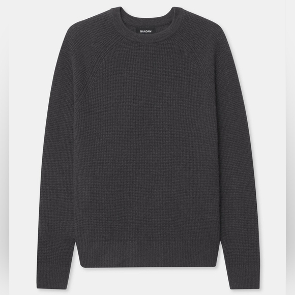 Naadam Cashmere Waffle Knit Sweater Charcoal Grey - Picture 2 of 5